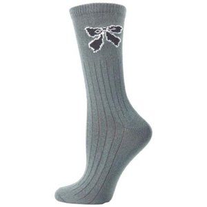 Bow pattern Hi-Bulk Acrylic Crew Women's Socks